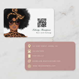 Carte de visite du code QR de Coiffeur afro-améric