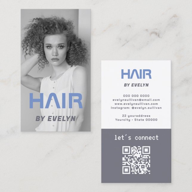 Carte de visite du code QR de la paire de cheveux  (Devant / Derrière)