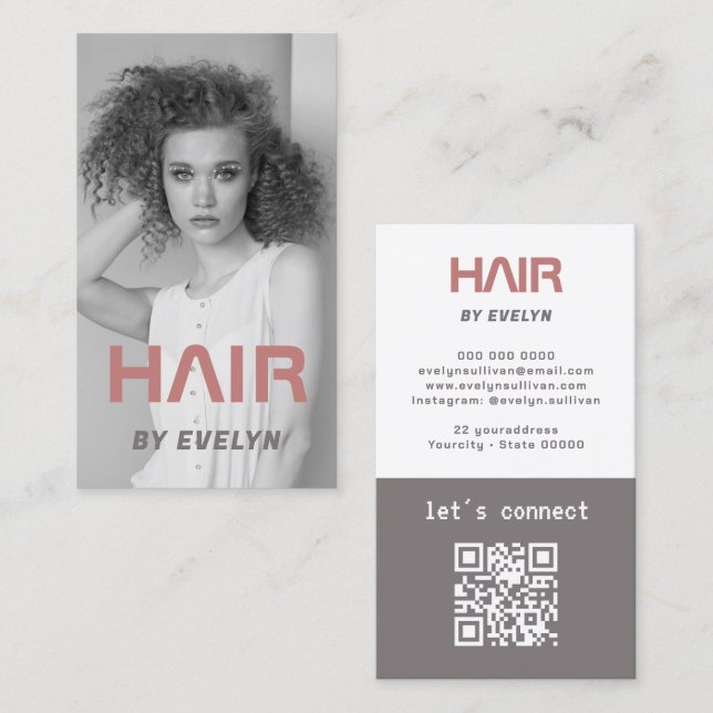 Carte de visite du code QR de la photo de cheveux (Devant / Derrière)