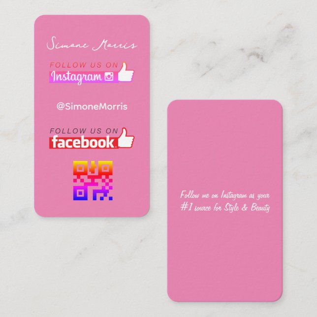 Carte de visite du code QR des médias sociaux (Devant / Derrière)