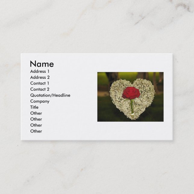 Carte de visite du coeur de Red Rose (Devant)