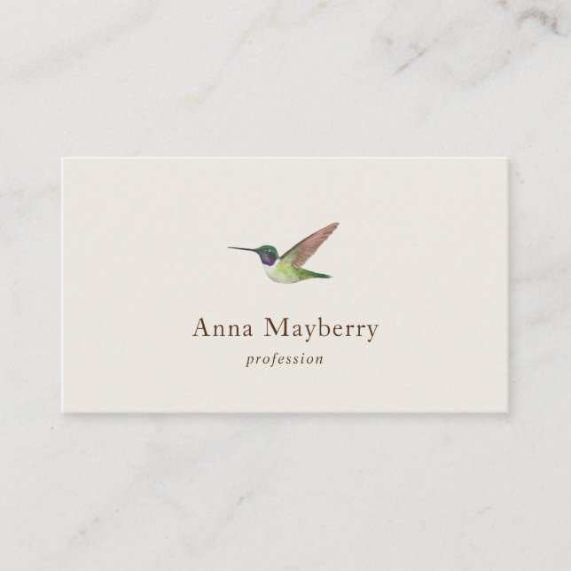 Carte de visite du colibri d'Anna (Devant)