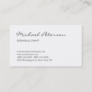 Carte de visite du consultant en script gris blanc