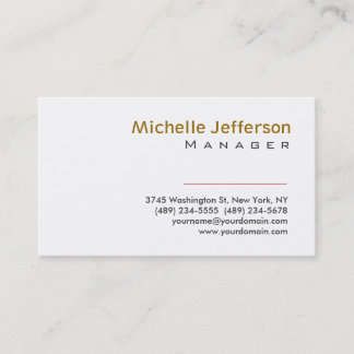 Carte de visite du gestionnaire à la mode White Ma