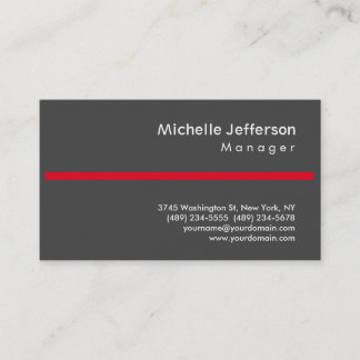 Carte de visite du gestionnaire tendance Grey Red