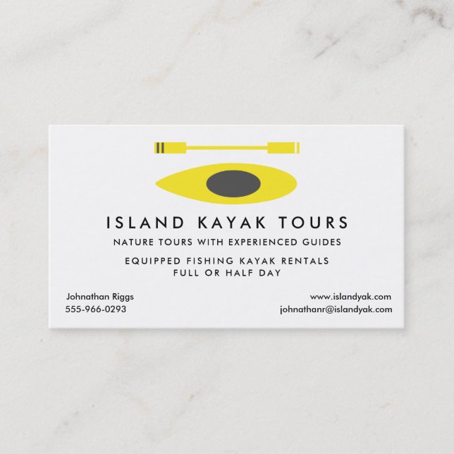 Carte de visite du guide touristique Kayak (Devant)
