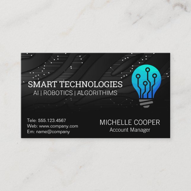 Carte de visite du logo de la technologie d'ampoul (Devant)