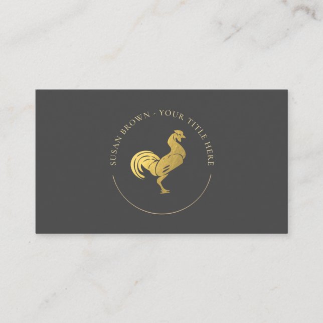 Carte de visite du logo Gold Rooster personnalisé (Devant)