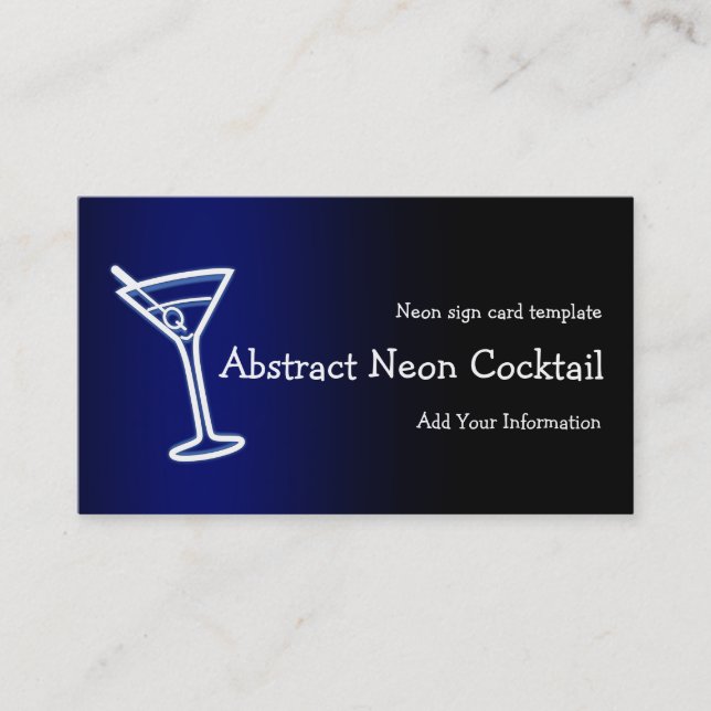 Carte de visite du logo Martini Glass Neon (Devant)