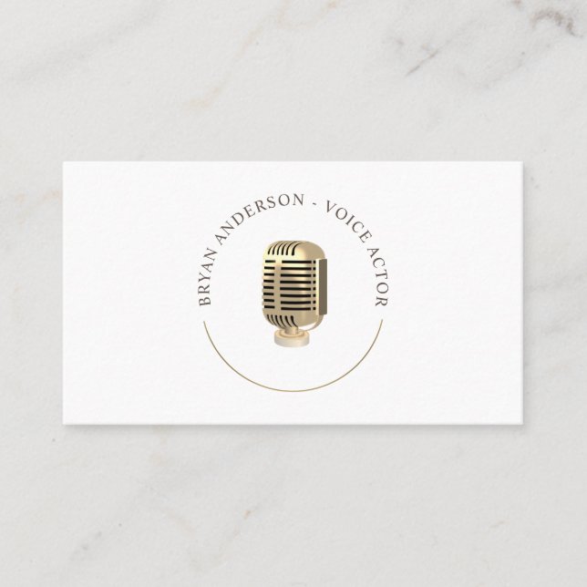 Carte de visite du logo Microphone rétro Gold (Devant)