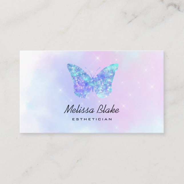・ carte de visite du logo papillon bleu (Devant)