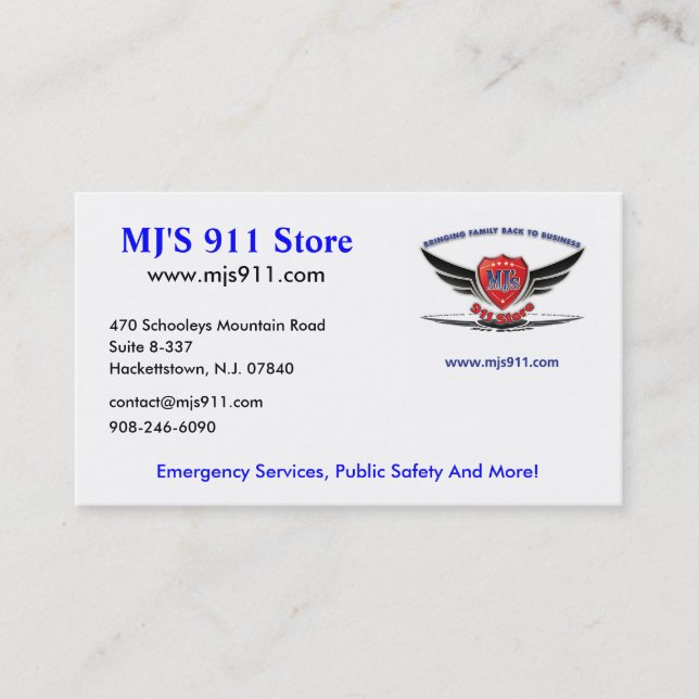 Carte de visite du magasin de MJ 911 (Devant)