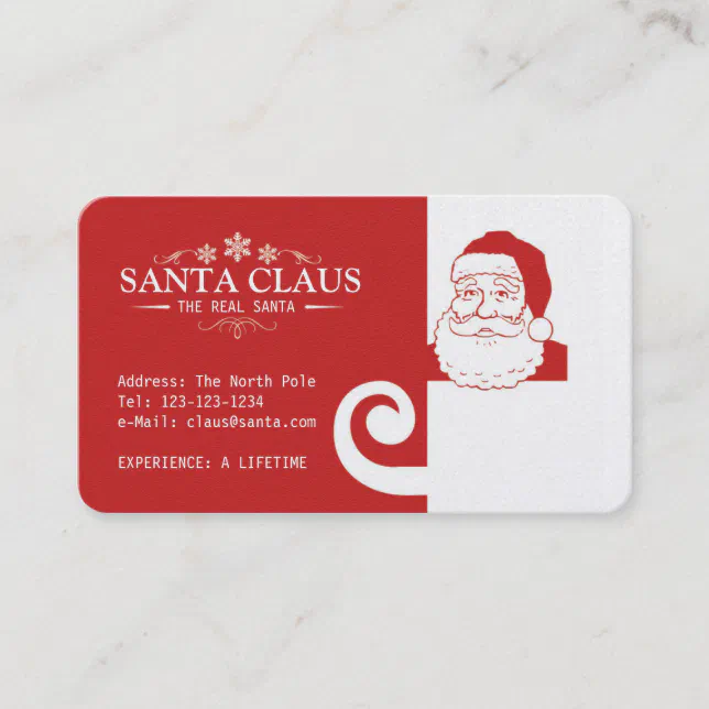 Carte de visite du père noël Zazzle.fr