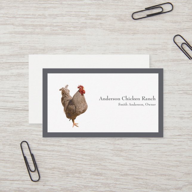 Carte de visite du rancher de poulet (Devant/Arrière en situation)