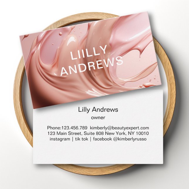 Carte de visite du Salon de Beauté Rose Blush (Blush Pink Beauty Salon Business Card)