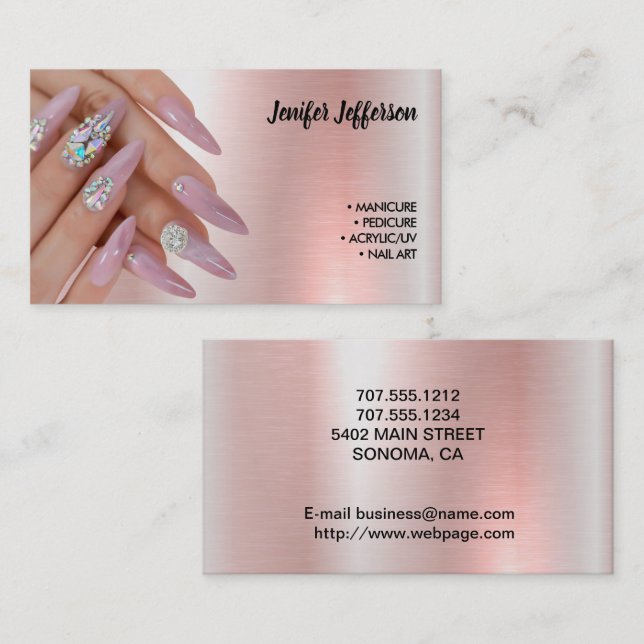 Carte de visite du salon de ongle (Devant / Derrière)