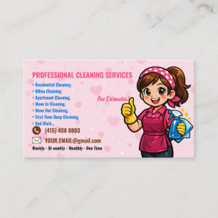 Carte de visite du service de nettoyage Pink Janit