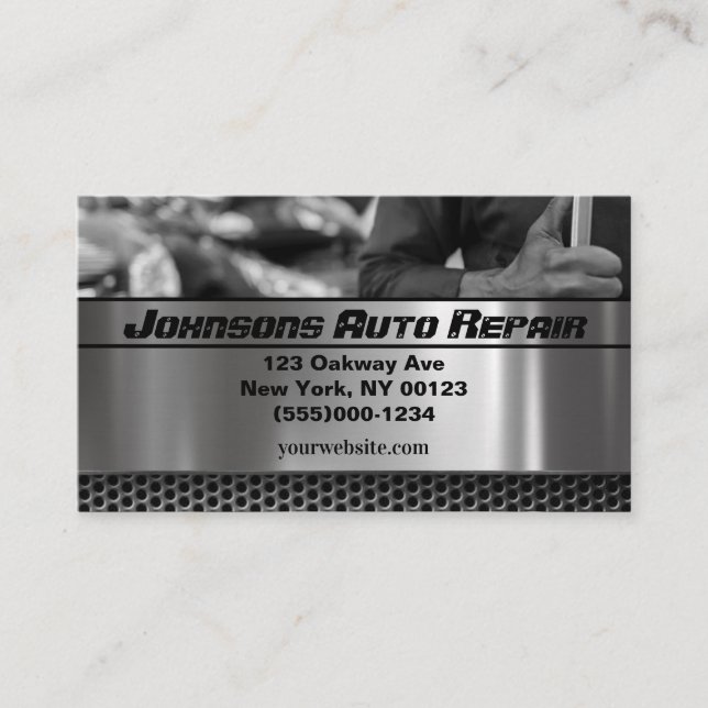 Carte de visite du service de réparation mécanique (Devant)