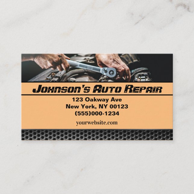 Carte de visite du service de réparation mécanique (Devant)