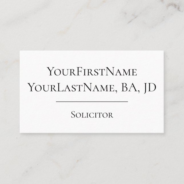 Carte de visite du solliciteur minimaliste (Devant)