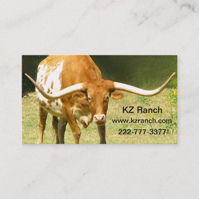 Carte de visite du Texas Longhorn (Devant)
