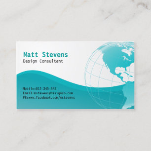 Carte de visite du Wire Turquoise Globe Amériques