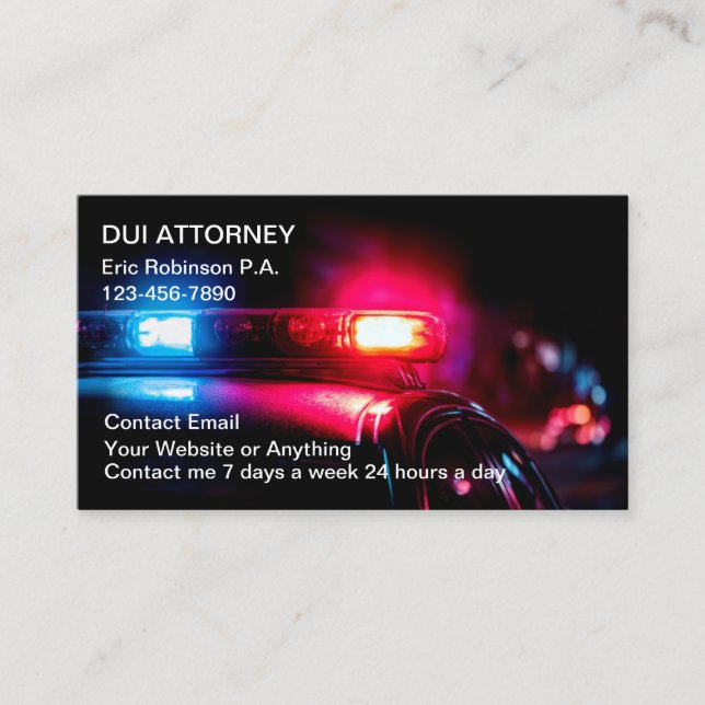 Carte De Visite DUI Attorney Modern Police Car Theme (Devant)