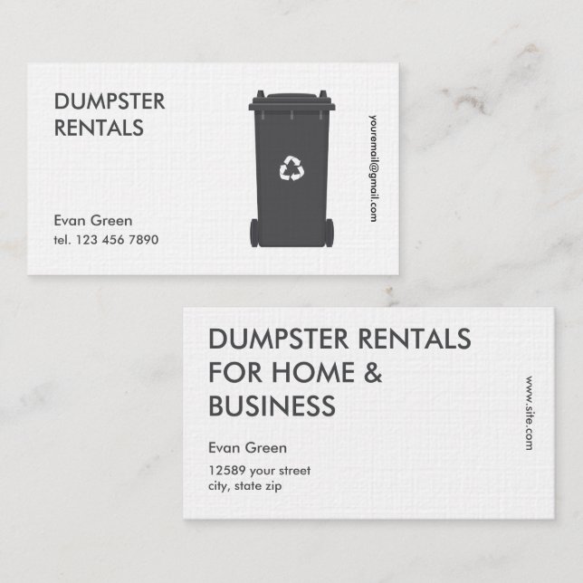 Carte De Visite Dumpster (Devant / Derrière)