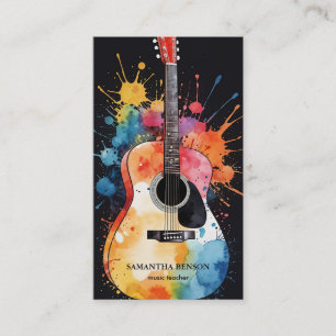 Carte de visite d'un musicien élégant avec guitare