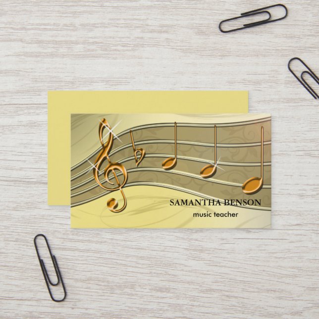 Carte de visite d'un musicien élégant avec note de (Devant/Arrière en situation)