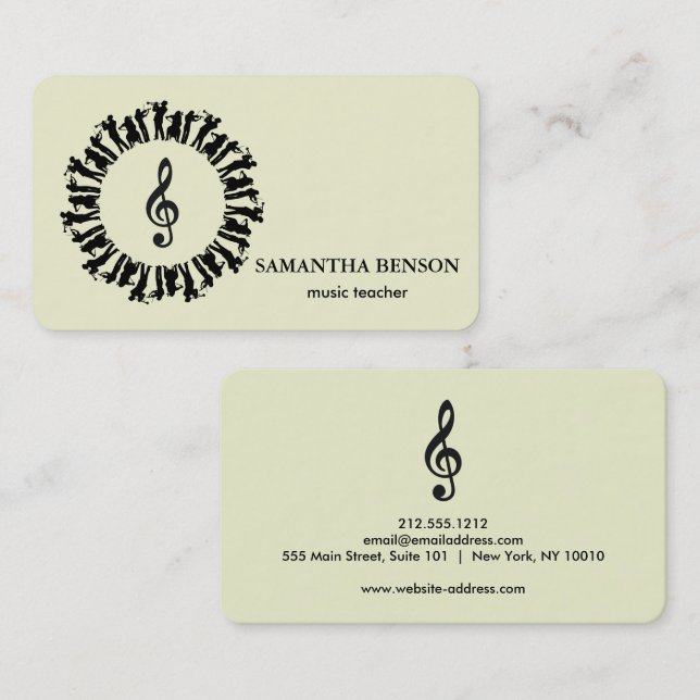Carte de visite d'un musicien élégant avec note de (Devant / Derrière)