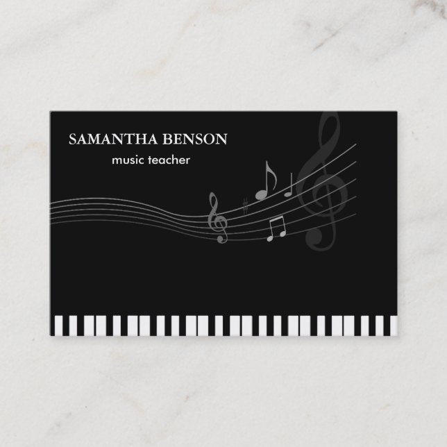 Carte de visite d'un musicien élégant avec note de (Devant)