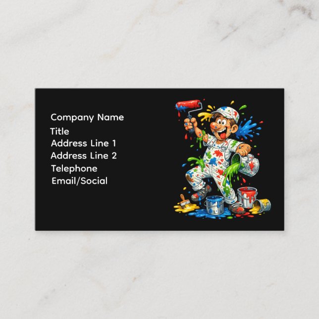Carte de visite d'un peintre drôle dessin animé (Devant)