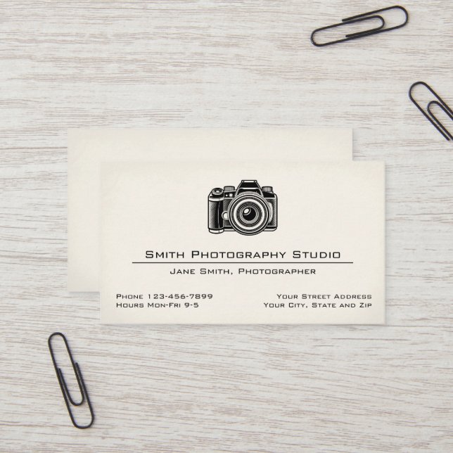 Carte de visite d'un studio de photographie (Devant/Arrière en situation)