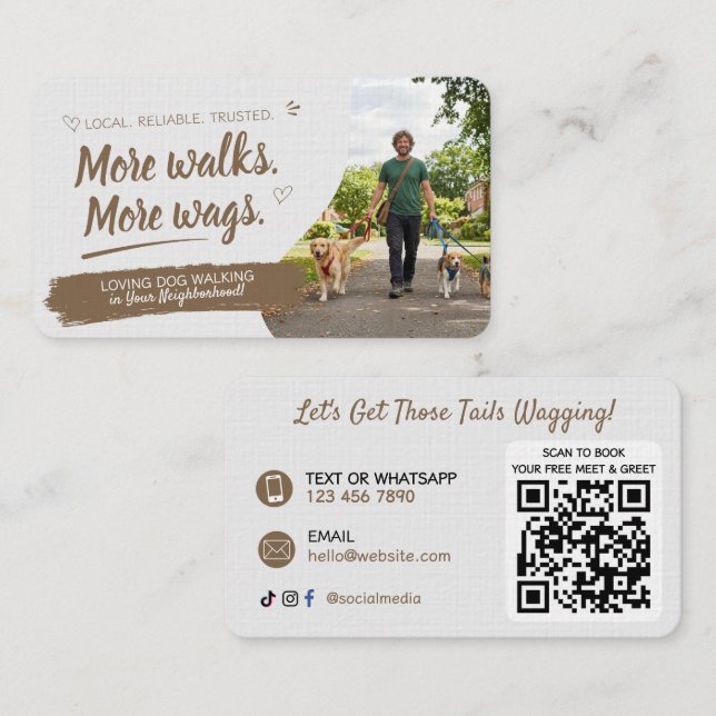 Carte de visite d'une entreprise de promenade de c (Devant / Derrière)