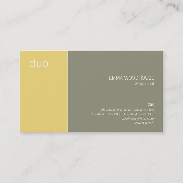Carte De Visite Duo gris et jaune (Devant)