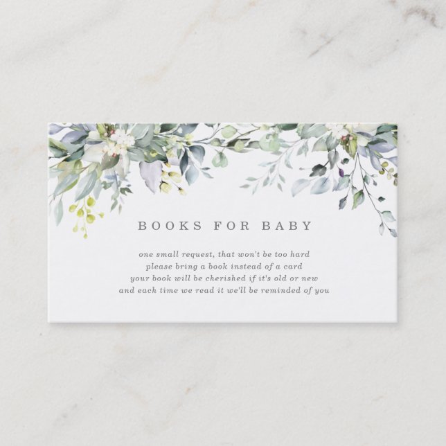 Carte De Visite Dusty Blue Florals Livres pour Baby Card (Devant)