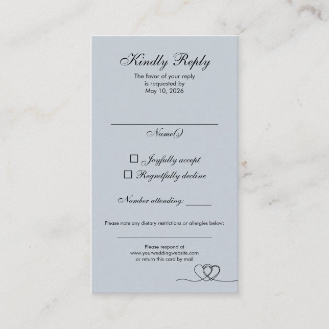 Carte De Visite Dusty Blue Modern Mix and Match Wedding RSVP Card (Devant)