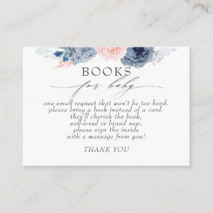Carte De Visite Dusty Blue Rose Floral Books Demande