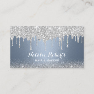 Carte De Visite Dusty Blue Silver Drives Maquillage Artiste Coiffe