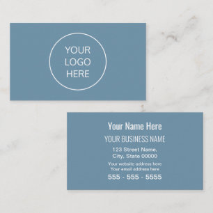 Carte De Visite Dusty Blue Simple Modern Ajouter Votre Logo