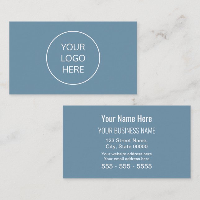 Carte De Visite Dusty Blue Simple Modern Ajouter Votre Logo (Devant / Derrière)