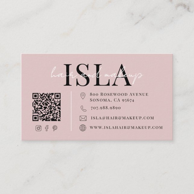 Carte de visite Dusty Blush Pink pour coiffeur et  (Devant)