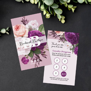Carte De Visite Dusty Mauve Vintage Floral Service Fidélité 5 timb