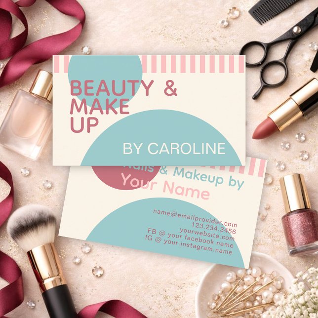 Carte De Visite Dusty Rose Blush Pink Mint Turquoise Green Art Mot (Créateur téléchargé)