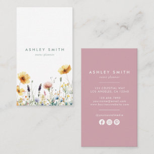 Carte De Visite Dusty Rose Fleur sauvage médias sociaux