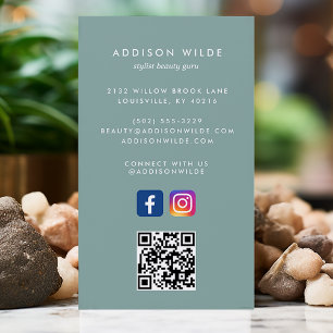 Carte De Visite Dusty Turquoise Social Media Instagram Facebook QR