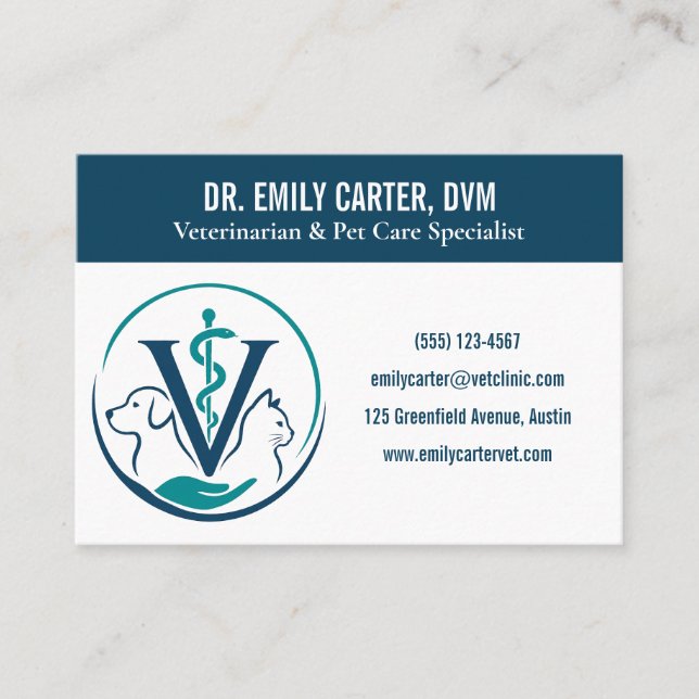 Carte de visite DVM moderne | Vétérinaire professi (Devant)