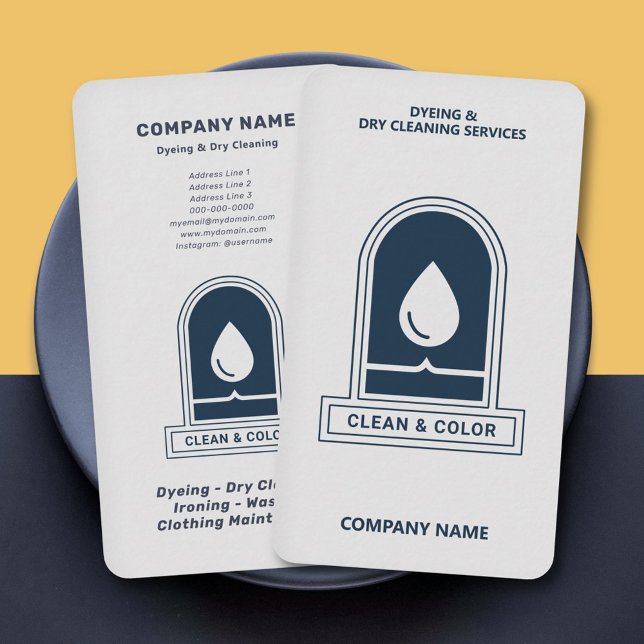 Carte De Visite Dyeing & Dry Cleaning Vertical (Dyeing & Dry Cleaning Vertical Business Card)