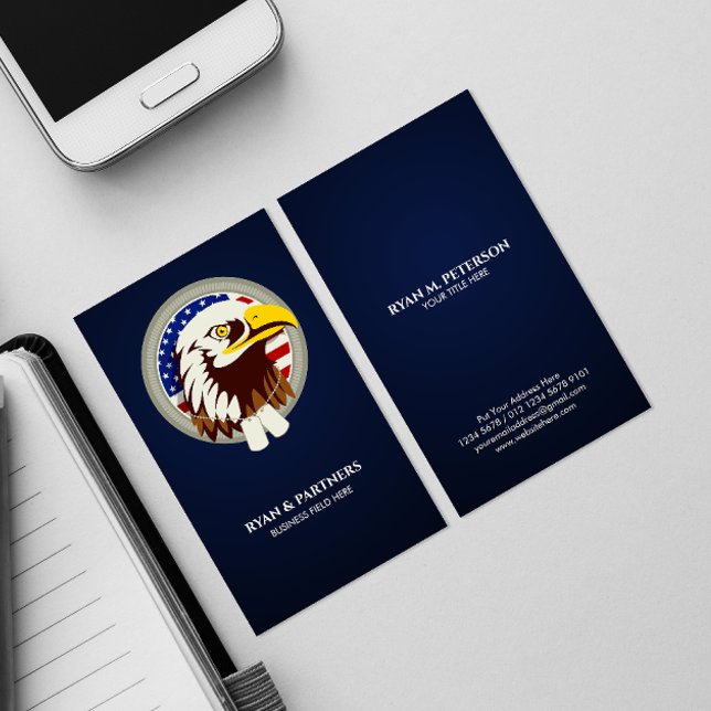 Carte De Visite Eagle Emblem USA Drapeau vertical (Créateur téléchargé)